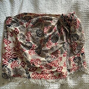 Zara Red and Black Patterned Scarf